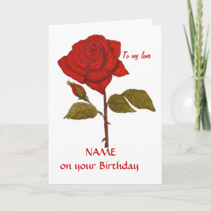 Birthday Red Rose Card. Personalise it. Card
