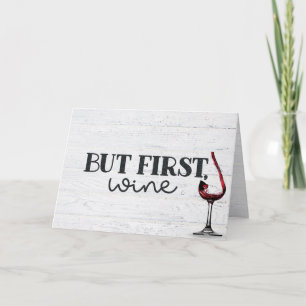 Birthday Red Wine On Wood Card