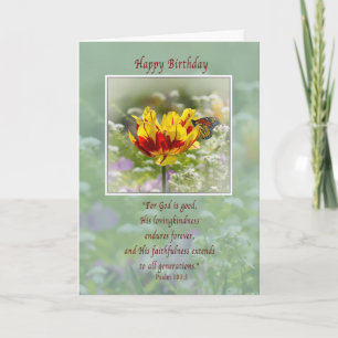 Birthday, Religious, Flowers and Butterfly Card