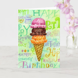 Birthday Religious Ice Cream Cone Blessings   Card