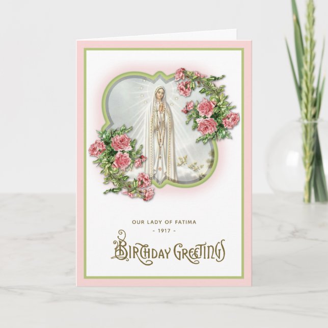 Birthday Religious Our Lady of Fatima Virgin Mary  Card (Front)