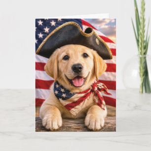 Birthday Retriever Puppy Wearing a Tricorn Hat Card