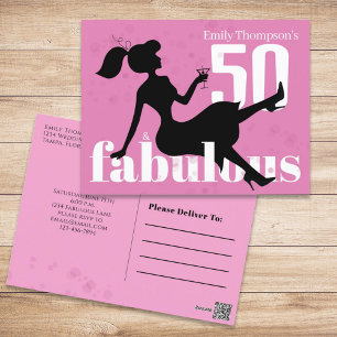 Birthday Retro 50 and Fabulous Martini Cocktail Postcard