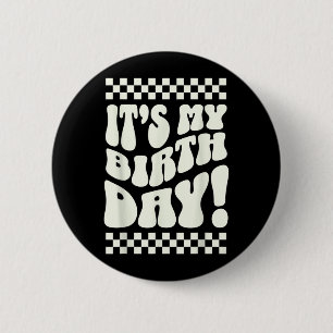 Birthday Retro 70s Quote Race Car Party Vintage 6 Cm Round Badge