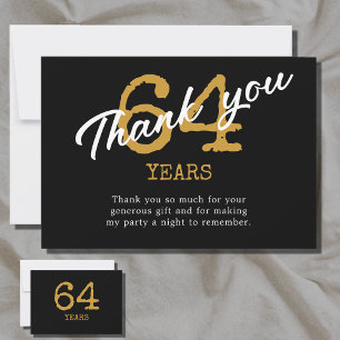 Birthday Retro Black And Gold Thank You Card