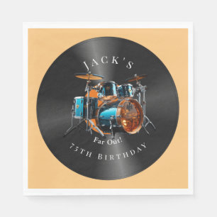 Birthday Retro Vinyl Record Drum Set Rock Music Napkin