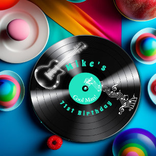Birthday Retro Vinyl Record Rock Music Guitar Paper Plate