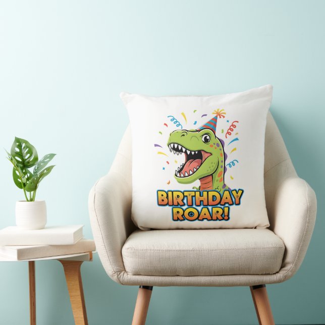 Birthday Roar Cute Dinosaur Birthday Party Design Cushion (Chair)