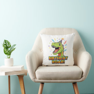 Birthday Roar Cute Dinosaur Birthday Party Design Cushion