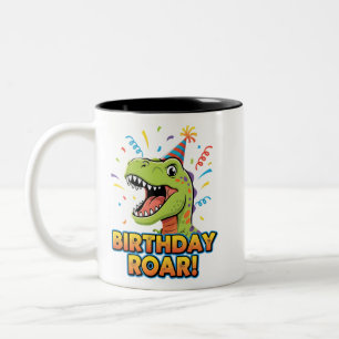 Birthday Roar Cute Dinosaur Birthday Party Design Two-Tone Coffee Mug