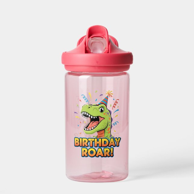Birthday Roar Cute Dinosaur Birthday Party Design Water Bottle (Front)