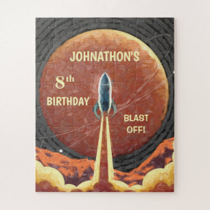 Birthday Rocket Ship Universe Planet Space Fun  Jigsaw Puzzle
