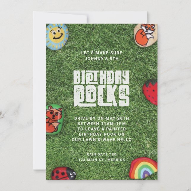 Birthday Rocks Kid Coronavirus Birthday Car Parade Invitation (Front)