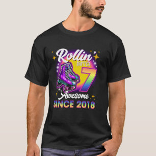 Birthday Roller Skating 7th Girl Rollin Into 7 Ska T-Shirt