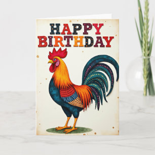 Birthday Rooster Art Card