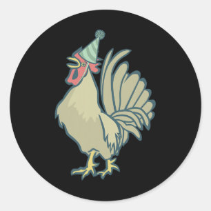 Birthday Rooster , Chicken Birthday Hat Rooster Ki Classic Round Sticker