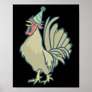 Birthday Rooster , Chicken Birthday Hat Rooster Ki Poster