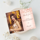 Birthday rose blush photo thank you budget flyer<br><div class="desc">Please note that this is on flyer paper and very thin. Envelopes are not included. For thicker invitations (same design) please visit our store. Photo thank you for a 40th (or any age) birthday On front: Add a vertical size photo. An elegant rose gold, blush gradient background colour, decorated with...</div>