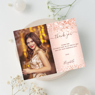 Birthday rose blush photo thank you budget flyer