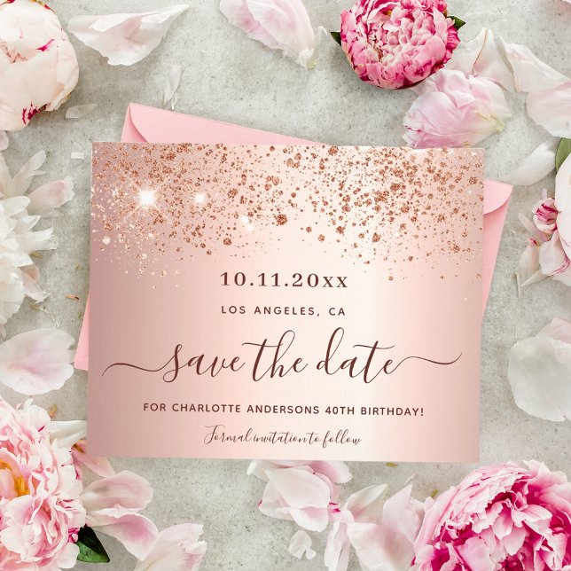 Birthday rose glitter dust budget Save the Date Flyer (Creator Uploaded)