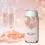 Birthday rose gold blush balloons monogram name seltzer can cooler<br><div class="desc">For a girly and glamourous 18th (or any age) birthday party with the girls.  A rose gold,  blush background with faux glitter and balloons. Personalise and add a name and monogram initials.</div>