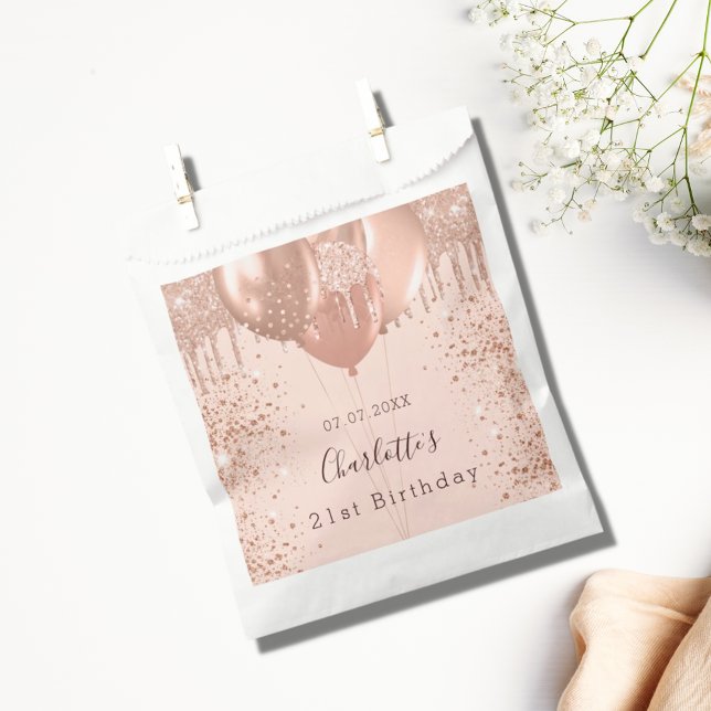 Birthday rose gold blush pink balloons favour bag (Creator Uploaded)