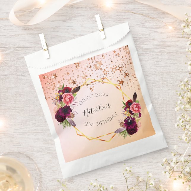 Birthday rose gold blush pink geometric monogram favour bag (Clipped)