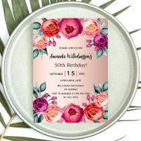 Birthday rose gold blush pink purple floral luxury
