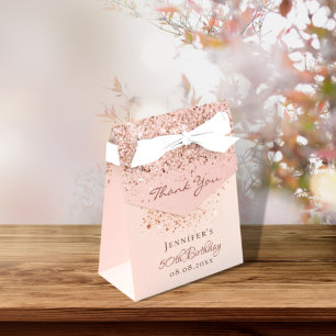Birthday rose gold blush pink thank you  favour box