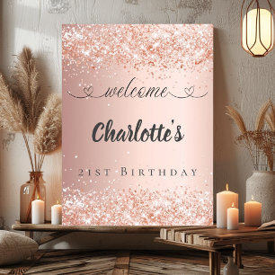 Birthday rose gold blush welcome poster