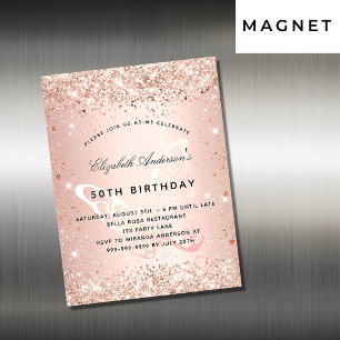 Birthday rose gold butterfly invitation magnet