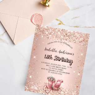 Birthday rose gold carriage budget invitation