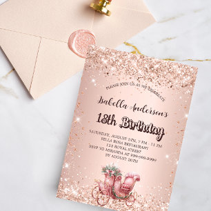 Birthday rose gold carriage luxury invitation