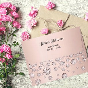 Birthday rose gold diamonds sprinkle chic glam envelope