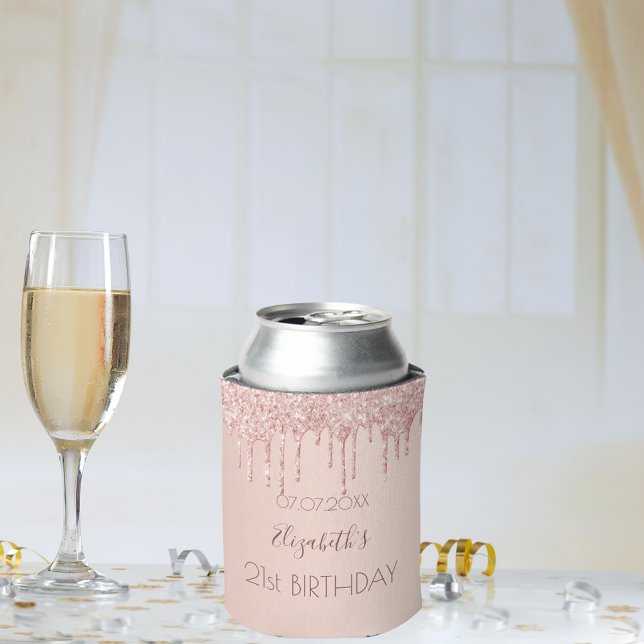 Birthday rose gold drips name can cooler (Creator Uploaded)