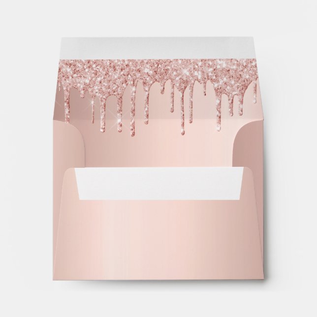 Birthday rose gold drips pink monogram envelope (Back (Bottom))
