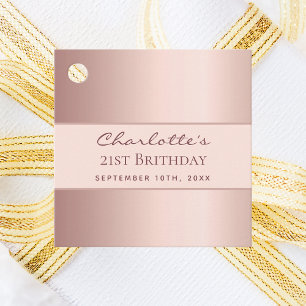 Birthday rose gold elegant thank you favour tags