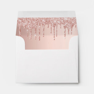 Birthday rose gold glitter drips envelope