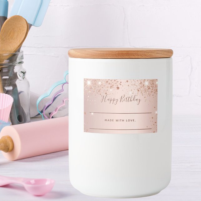 Birthday rose gold glitter dust homemade  food label (Creator Uploaded)
