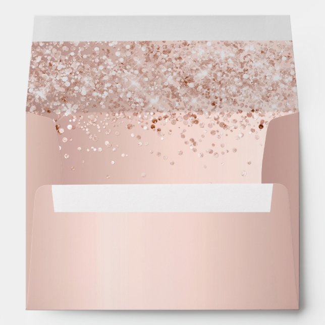Birthday rose gold glitter dust return address envelope (Back (Bottom))