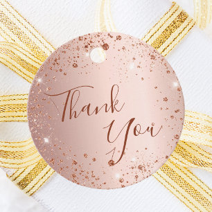 Birthday rose gold glitter dust thank you favour tags