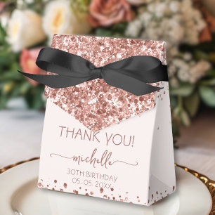 Birthday Rose Gold Glitter Monogram Thank You  Favour Box