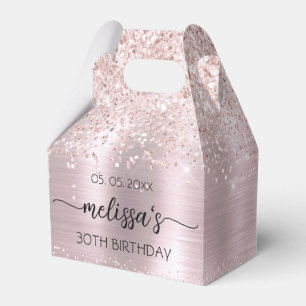 Birthday Rose Gold Glitter Pink Monogram Name Favour Box