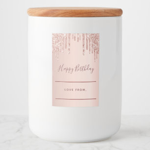 Birthday rose gold glitter pink sparkle homemade food label