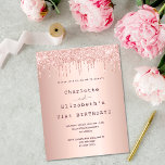 Birthday rose gold glitter two persons friends invitation<br><div class="desc">A modern, stylish and glamourous invitation for two women's 21st birthday party (or any age) A faux rose gold metallic looking background with an elegant faux rose gold glitter drip, paint drip look. Personalise and add names and party details. An invitation for two persons celebrating together, twins, sisters or friends....</div>