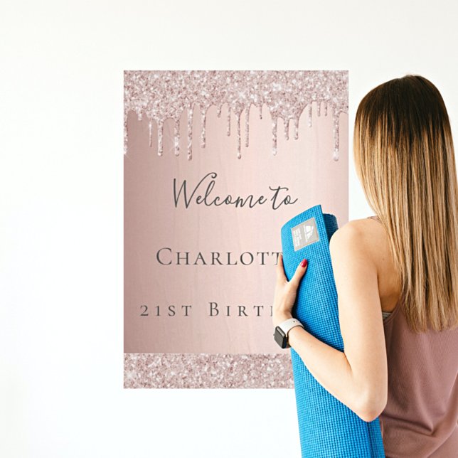 Birthday rose gold glitter welcome poster (Creator Uploaded)
