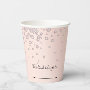 Birthday rose gold monogram this drink belongs to paper cups