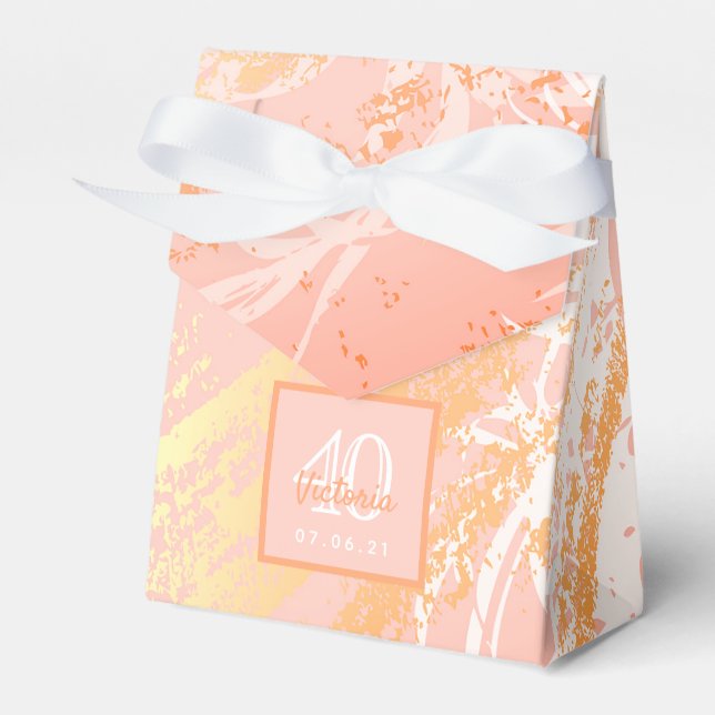 Birthday rose gold palm tree leaves modern favour box (Front Side)