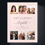 Birthday rose gold photo collage friends paperweight<br><div class="desc">A gift from friends for a woman's 21st birthday, celebrating her life with a collage of 6 of your high quality photos of her, her friends, family, interest or pets. Personalise and add her name, age 21 and your names. Dark grey text. A girly rose gold, blush pink background colour....</div>