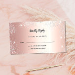 Birthday rose gold silver glitter party RSVP Enclosure Card<br><div class="desc">A faux rose gold metallic looking background,  decorated with sparkling faux silver glitter sparkles.
On the front: Personalise and add the reply by date.
Back: add a name,  event and date of the event.</div>
